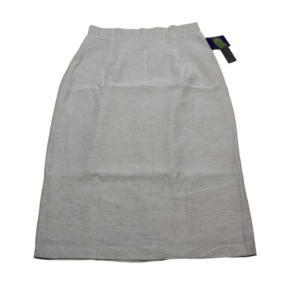 Tofy Skirt Womens 10 Ivory Lined Back Slit Midi Straight Pencil Casual - Picture 1 of 16